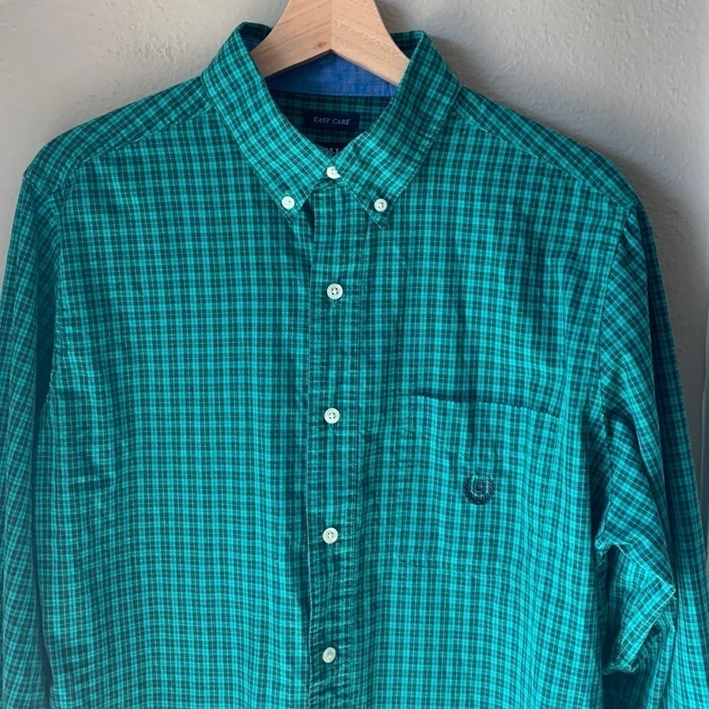 CHAPS Green Plaid Long Sleeve Button Down Shirt